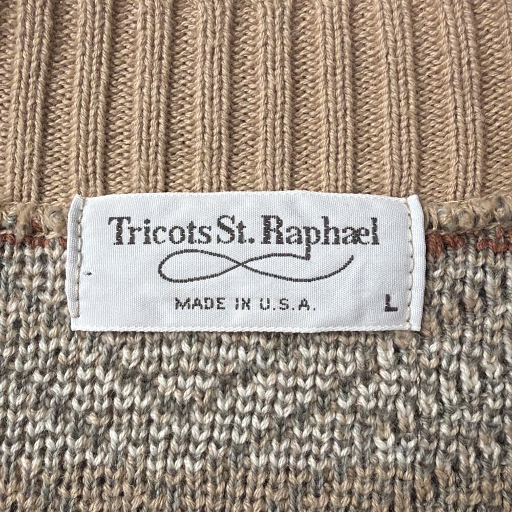 Tricots St. Raphael Men Cardigan Sweater Large Brown Plaid Button Front USA Made - Picture 3 of 9
